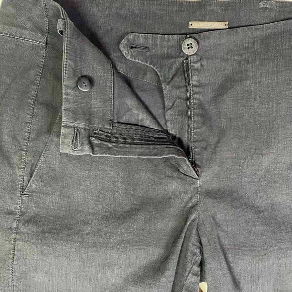 Annette Gortz Size 42 (US 12) Black Cuffed Pants Stretch Linen Blend - Picture 7 of 9